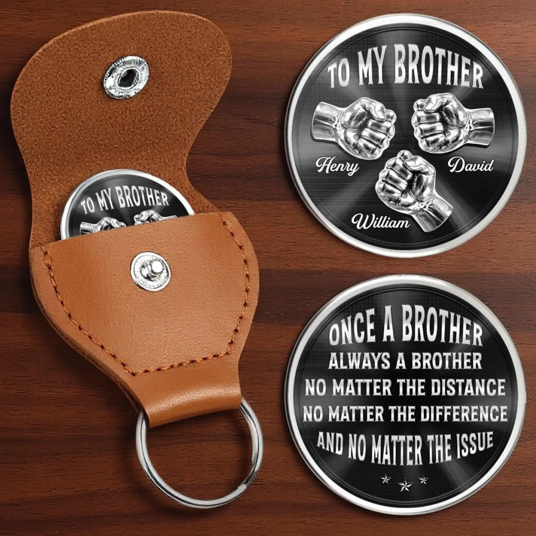 Once a Brother Always a Brother Pocket Hug Keychain, Personalized Birthday Gifts For Brothers, Gifts For Guy Friends