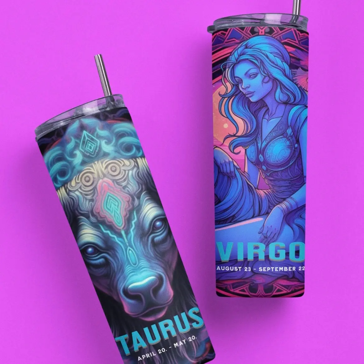 Black star Galaxy Zodiac Tumbler
