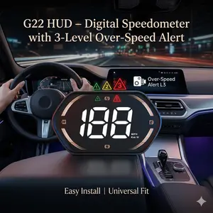 1 pcs G22 Car HUD Head-Up Display – Digital Speedometer with 3-Level Over-Speed Alert, Ideal for All Vehicles