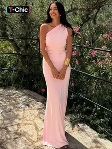 Women's Plain One Shoulder Slim Bodycon Dress, Solid Color   Dress for Party Club Dating Wear, Ladies Summer Clothes