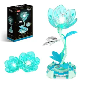 DIY Glowing Flower Lamp Building Block Set,Light-Up Crystal Blossom Decor,STEM Toy & Romantic Gift for Christmas