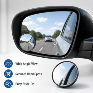 2 Pack Car Blind Spot Mirrors, 360° Adjustable Wide Angle Convex Rear View Mirror, Stick-On Auxiliary Side Mirror for Cars, SUVs, Trucks & Vans