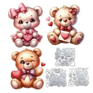 Cute Heart Bear Metal Die Cutting Mold, DIY Scrapbook Card Making, Paper Craft Supplies, Ideal for Greeting Cards and Art Projects