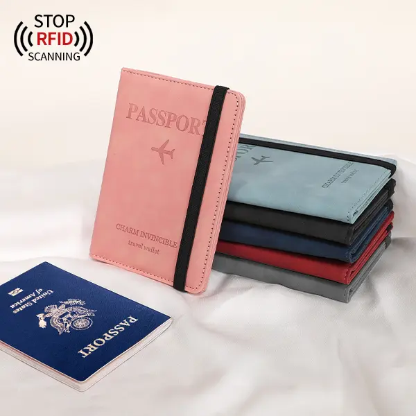 Couples' Lightweight PU Leather Passport Wallet - 22cm × 15cm/8.74 × 5.91 inches Flap Holder with Elastic Band, Anti-Demagnetization, Multi-Compartment, Portable Travel Document Organizer for Luggage