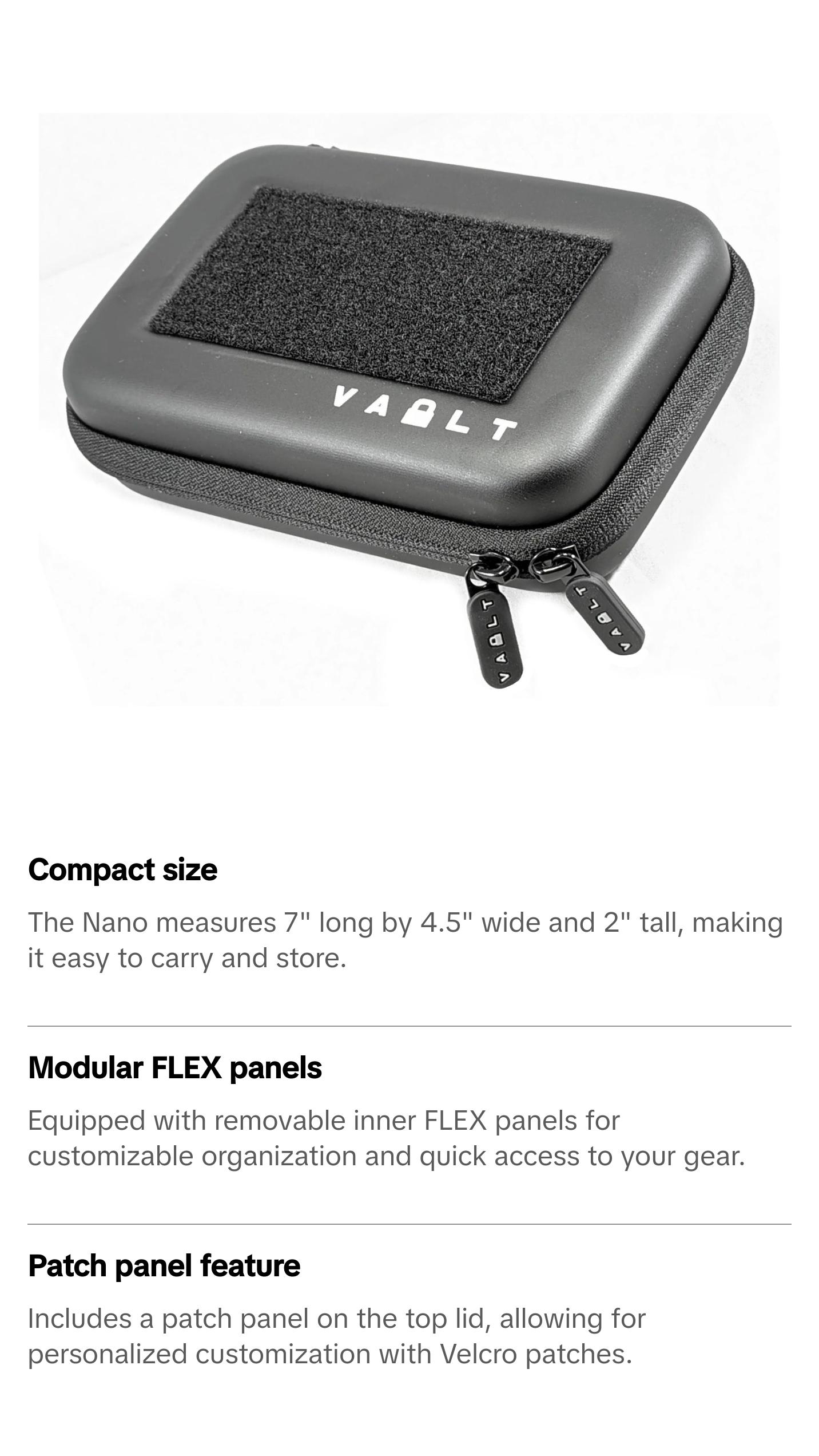 Nano Mini Vault Case with3 Removable Flex Panels