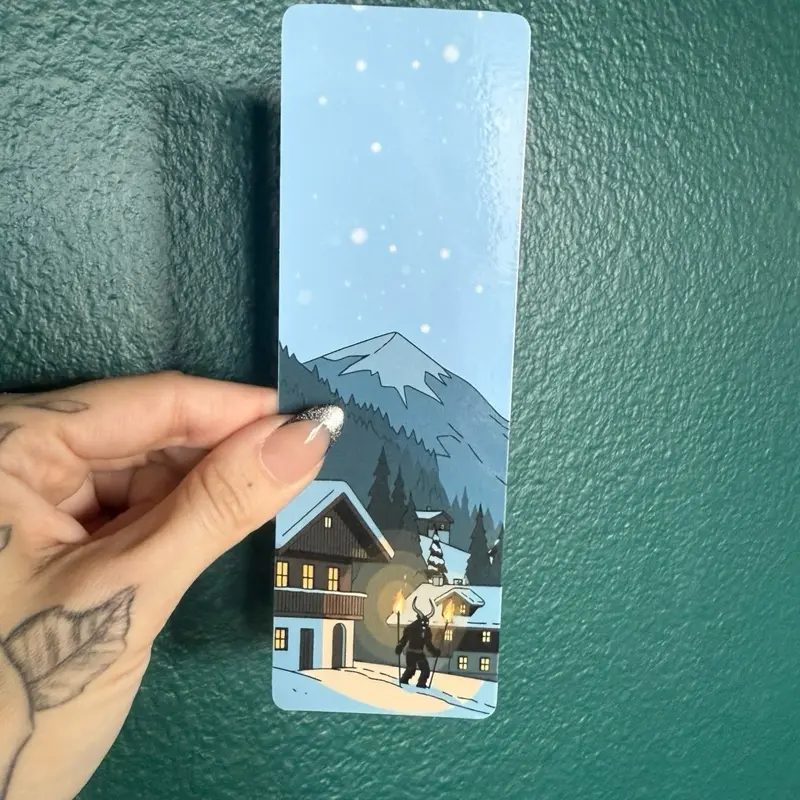 Krampus snowy lodge bookmark