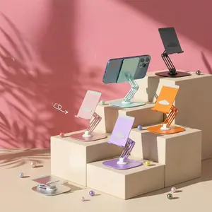Portable Lazy Foldable Full Metal Stand, Rotatable Desktop Phone Holder, Live Video Support Stand, Tablet Stand, Multi-Functional Desk Accessory