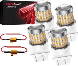 Torchbeam 3157 LED Bulb Kit for Turn Signal Lights Rear/Front, 4-Pack Super Bright 3157 3156 3057 4057 4157 LED Bulbs Amber Yellow for Tail/Parking Lights, Canbus Error Free, No-Flash