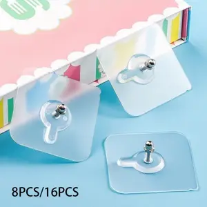 8-Pack Invisible Hooks, Frame Hangers, No-Drill Strong Adhesive, Wedding Photo Special, Wall Mounting Accessories