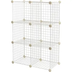 Basics Cube Wire Grid, 6-Cube, 12 x 12-Inches, White |   Stackable, Storage Shelves