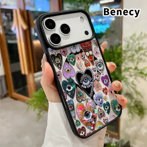 Magnetic Soft Case for iPhone 17 16  Pro Max Plus 15 14 13 12 11 Air E Non-Yellowing Drop Protection Transparent Acrylic Heart - Eye Embellishments Pattern Shockproof Silicone Cover Supports Wireless Charging