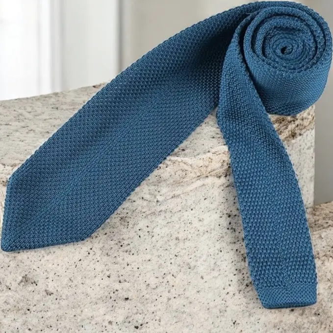 DMITRY Men's Made in Italy Knitted Silk Teal Tie