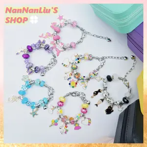 Surprise Mysterious Box DIY Jewelry Charm Bracelets for Women Necklace Jewelry Making Kit 67Pcs Beads and Pendants Accessories for Girlfriend Rainbow Color Decor with a Special Storage Box Interesting Birthday Christmas Toy Gifts for Girl