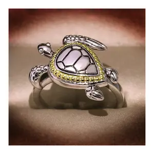New Style Hot Sell Cute Turtle yellow Rings Fashion Lady Wedding Engagement Birthday Party Rings Jewelry Gifts