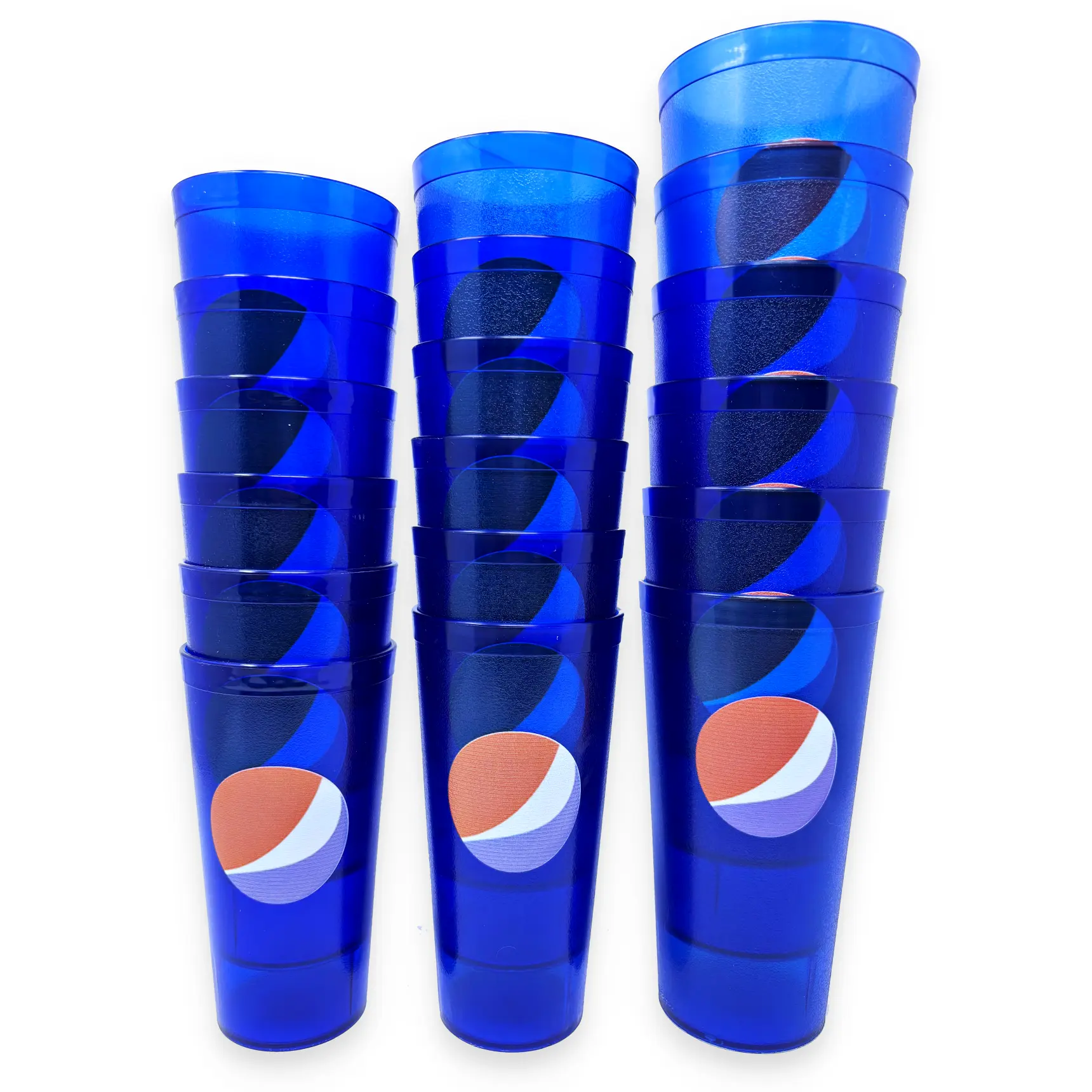 The Kitchen Boutique Retro Pepsi Tumblers, 20oz/24oz/32oz – 6 Pack - Heavy-Duty, Shatterproof, Reusable, Stackable, BPA Free