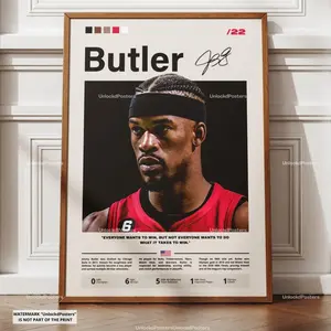Jimmy Butler Poster, Miami Heat Star, NBA Basketball Print, Heat Wall Art, Miami Decor, Butler Basketball Gift, Jimmy Butler Print, Wall Art