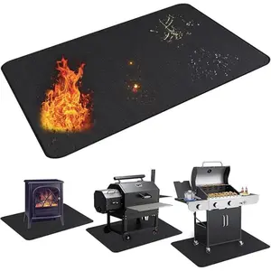 Large Grill Mat 65x47 Inches, Dual-Sided Fireproof BBQ Pad, Waterproof Oil-Resistant Protector for Outdoor Grills and Indoor Stoves, Deck and Garden Use, Barbecue Accessories
