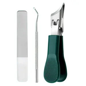 Three-Piece Set Of Thickened Hawkbill Oblique Nail Clippers, Ingrown Nail Lifter And Nail File, Specially Designed For Hard And Thick Nails, Ergonomic Non-Slip Handle