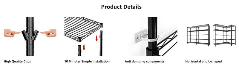 Raybee Shelf 5-Tier Adjustable Twin Shelves 1400 lbs Wire Shelving Unit for Storage Rack Heavy Duty Garage Metal Shelf Pantry Kitchen, Black/Chrome