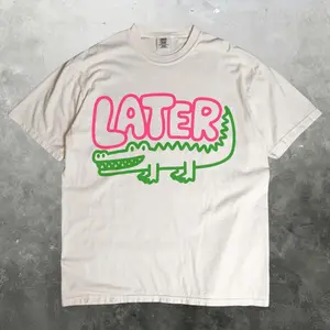 Later Gator Vintage Comfort Colors T-Shirt, Retro Funny Crocodile Tee, Playful Animal Graphic Shirt, 90s Aesthetic Humor Gift, Unisex Trendy Doodle Top, unique gift, graphic t-shirts, men's clothing clothes merch, Gift For Him & Her