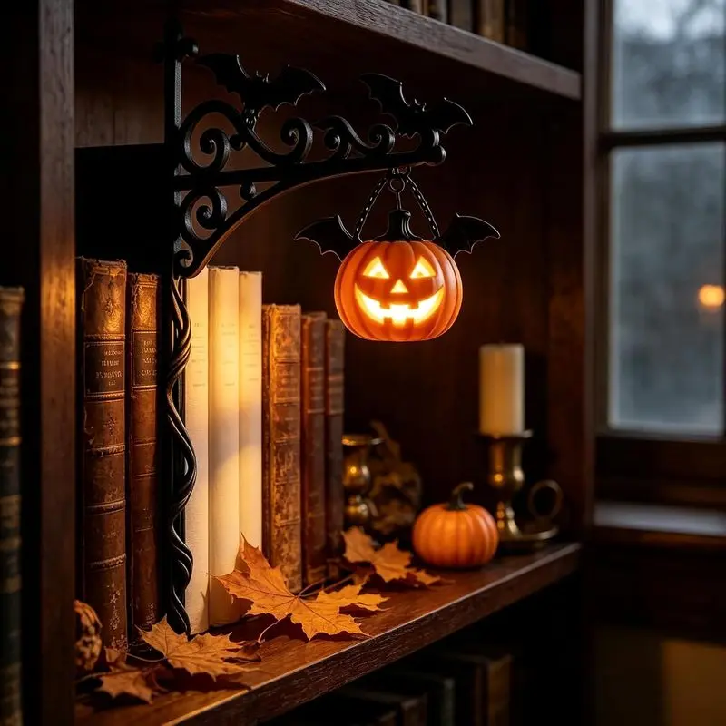 Halloween Bookshelf Lamp Vintage LED Bookshelf Lamp Portable Reading Lamp Charming Decorative Gift for Bookworms and Literature Lovers(Batteries Not Included)