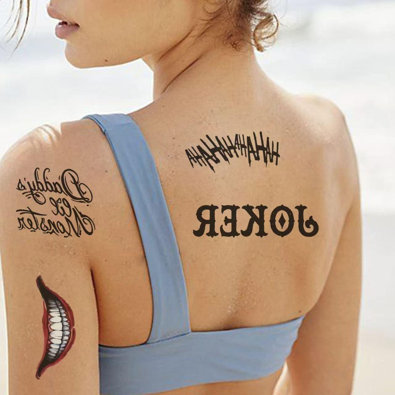 10 Halloween Playing Card Clown Makeup Temporary Tattoos: Cartoon Faces, Cute Pumpkins, Ghosts, and Skulls