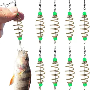 12PCS Luminous Carp Fishing Feeder Bait Thrower Fishing Feeder Bait Cage Lures Cage Basket Minnow Baits