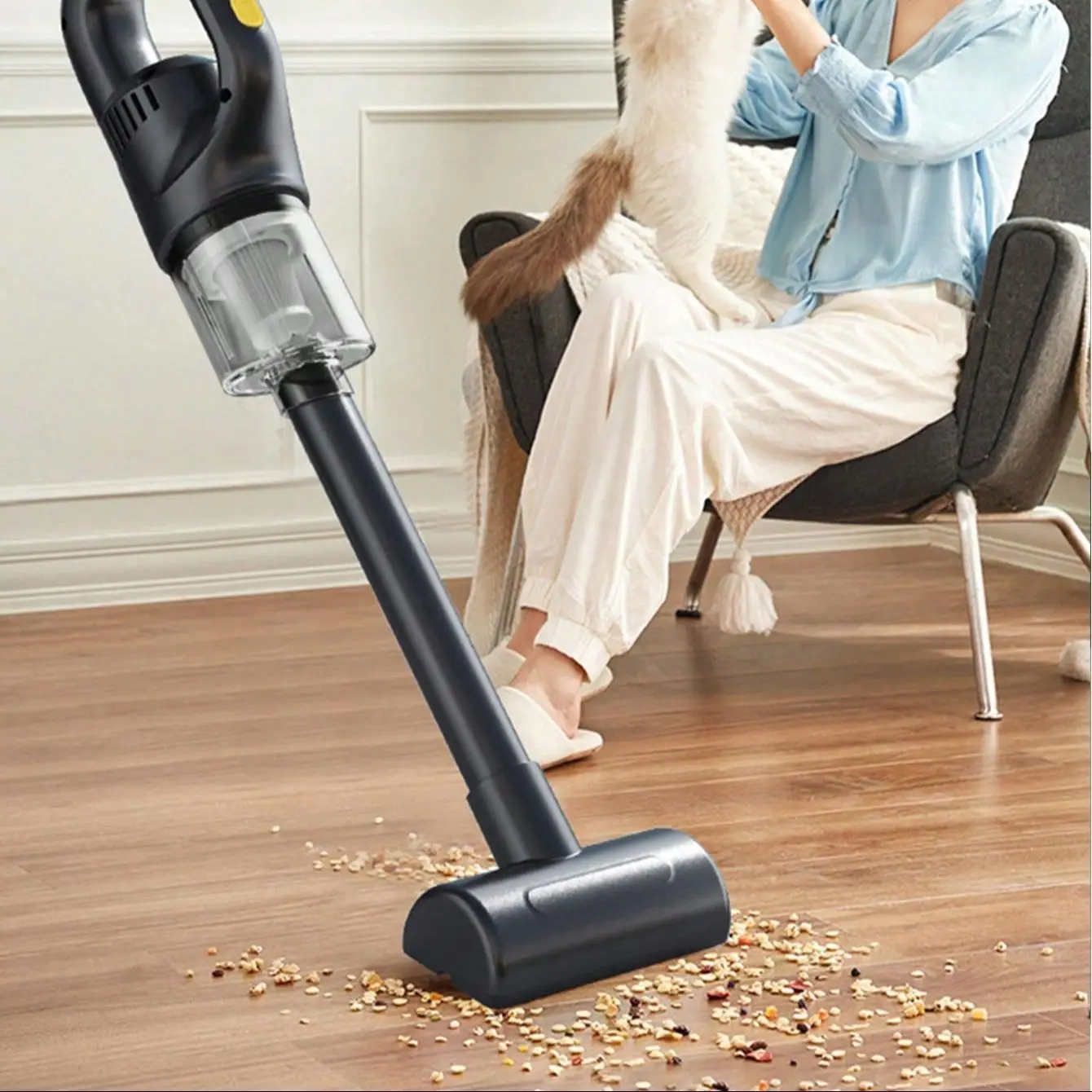 Portable Handheld Vacuum Cleaner, 1 Set Rechargeable Household Vacuum Cleaning Machine, Suitable for Bed & Floor & Car, Cordless Vacuum