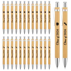 26pcs 2026 Graduation Pen Bulk Class Of 2026 Gifts Graduation Bamboo Ballpoint Pens Graduate Party Favors For Office School Supplies Ballpoint Pen Set