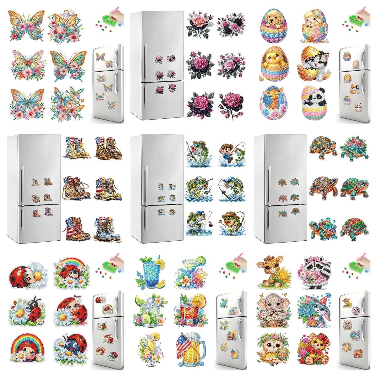 6PCS DIY Special Shape Diamond Painting Fridge Magnet Sticker for DIY Art Crafts For Refridge Car and Door