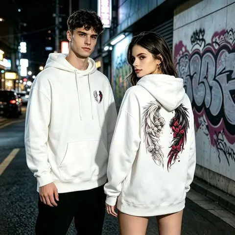 Men's Cotton Blend Short-Sleeve Graphic T-Shirt - Unisex Angel Demon Wing, Rose, Cartoon & Letter Prints, Vintage Athletic Fashion, Cute Elegant Edgy Streetwear, All-Season Hip-Hop Casual Comfy Fit (Children's Day Pick)