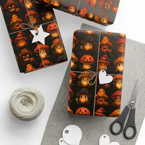 Halloween Wrapping Paper, Spooky Gift Wrap for Parties, Decorative Paper for Halloween, Trick or Treat, Autumn Celebrations, Unique [...] , Best of gift, Meaningful gift. (Get 1 paper cutter when buying any 5 rolls)
