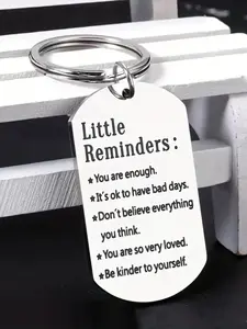 Little Reminders Slogan Pattern Keychain, Stainless Steel Keychain for Men & Women, Trendy All-match & Exquisite Keychain for Birthday Gift