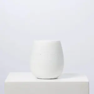 Matte White Horizontal Groove Cement Flower Pot