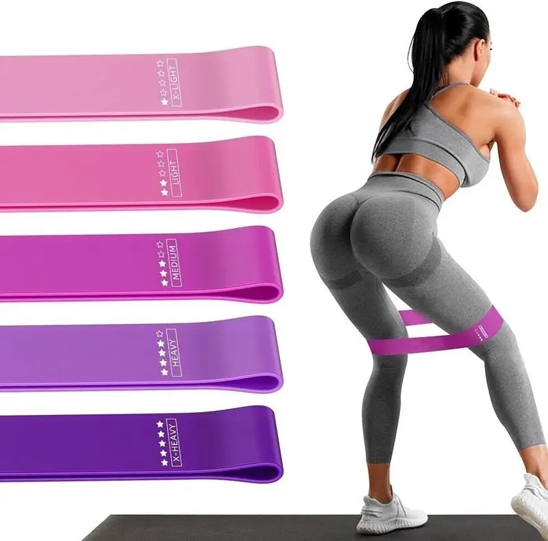 Yoga Gradient Tension Strap, Set of 5 Resistance Bands with Carry Pouch, Exercise Band for Hip Activation, Body Sculpting, Fitness, Gym Accessories, Stretching, Strength Training, Physical Therapy Laundry