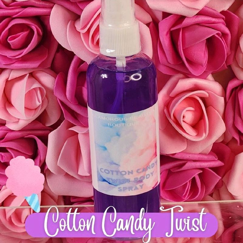 Cotton Candy Twist Moisturizing Body & Hair Spray. Handmade Alcohol Free Hair Mist - Refreshing Fragrance for Dry Skin Scent Floral Haircare