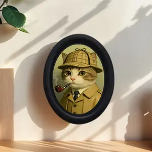 Vintage Design Art Detective Cat Decorative Home Item, Perfect for Halloween Christmas Thanksgiving, Artistic Wall Decoration for Room Office