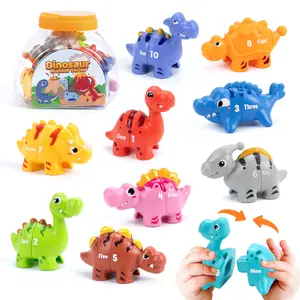 Dinosaur Alphabet Matching Toy, Number Counting Blocks, Educational Learning Game for Kids, Plastic Animal Theme Puzzle, Fun Activity