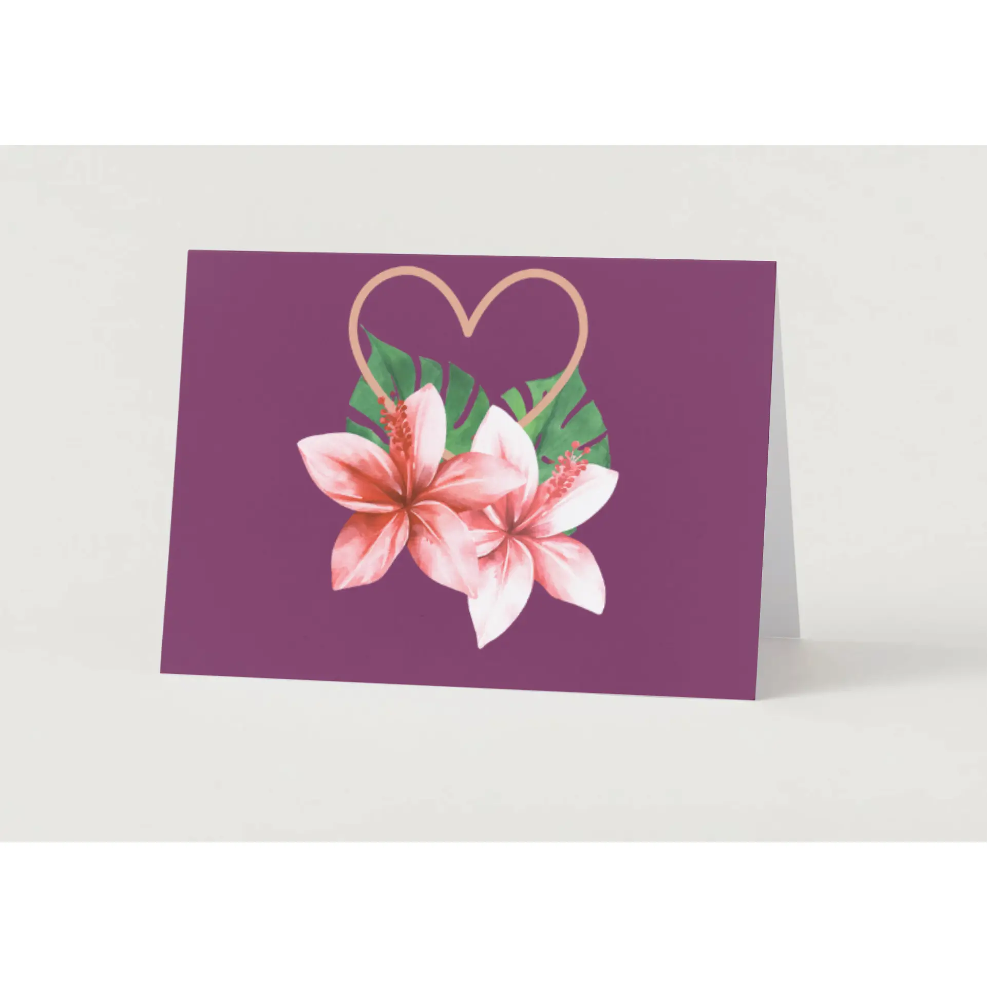 Hearts Plumeria Greeting Cards – Pacific Island Design (Set of 5)