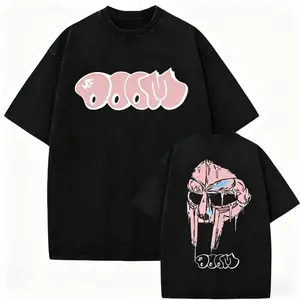 Rapper Mf Doom Madvillain Metal Mask Vintage T-shirt Men Women Oversized Tee Shirt Men's Hip Hop Rap Harajuku Tshirt Distressed Festive hooded sweatshirt round-neck sweatshirt  Valentinegift Valentine's Day CCar Pattern Graphpineshort sleeve office unisex