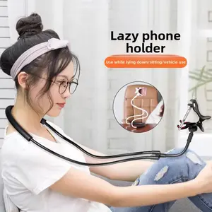 Neck-mounted lazy phone holder, creative and convenient for watching shows and live streaming, with a large clamp, wholesale neck-mounted tablet holder