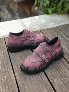 Dark Sweet Cool Rivet Platform Shoes, Vintage Texture Versatile Slimming, European Style Street Fashion, All Season Comfortable