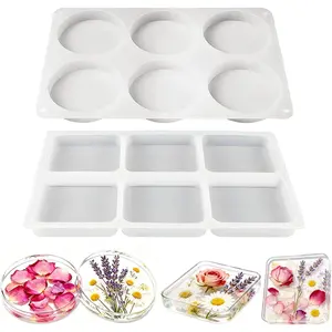 12-Cavity Extra Deep Coaster Resin Silicone Molds, 4 Inches Round and Square Coaster Molds for Epoxy Resin, Suitable for Flower Bouquet Making