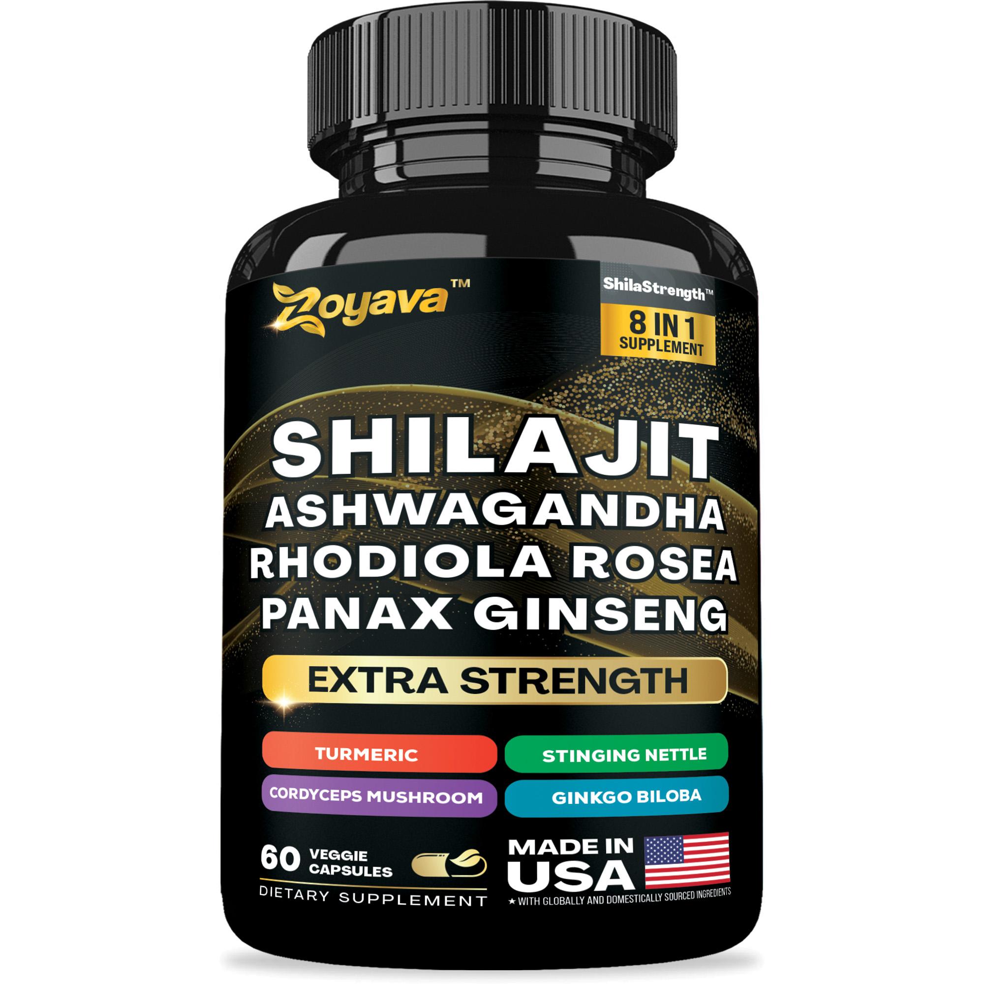 Zoyava Shilajit Supplement - All-in-One Multivitamin Energy Booster - with Ashwagandha, Rhodiola Rosea & 7 Extra Strengt