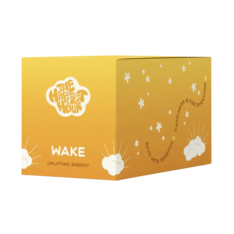 WAKE - Wellness Vitamins Supplement Health Shots with Uplifting Terpene Blend for Focus & Jitter-Free 100mg Caffeine Supplements Energy Antioxidants Probiotics Edible
