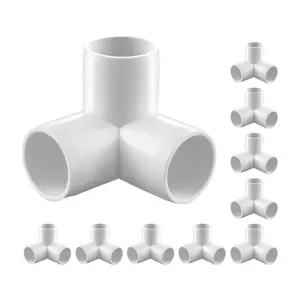 VEVOR 3-Way PVC Fittings, 1-inch PVC Pipe Joints Elbow Connector, 10-Pack Furniture Grade PVC Tee Fittings for DIY Storage Rack, Animal Cage, Pool or Garden Support Frame, Impact Weather-ResistantVEVOR Super Brand Day