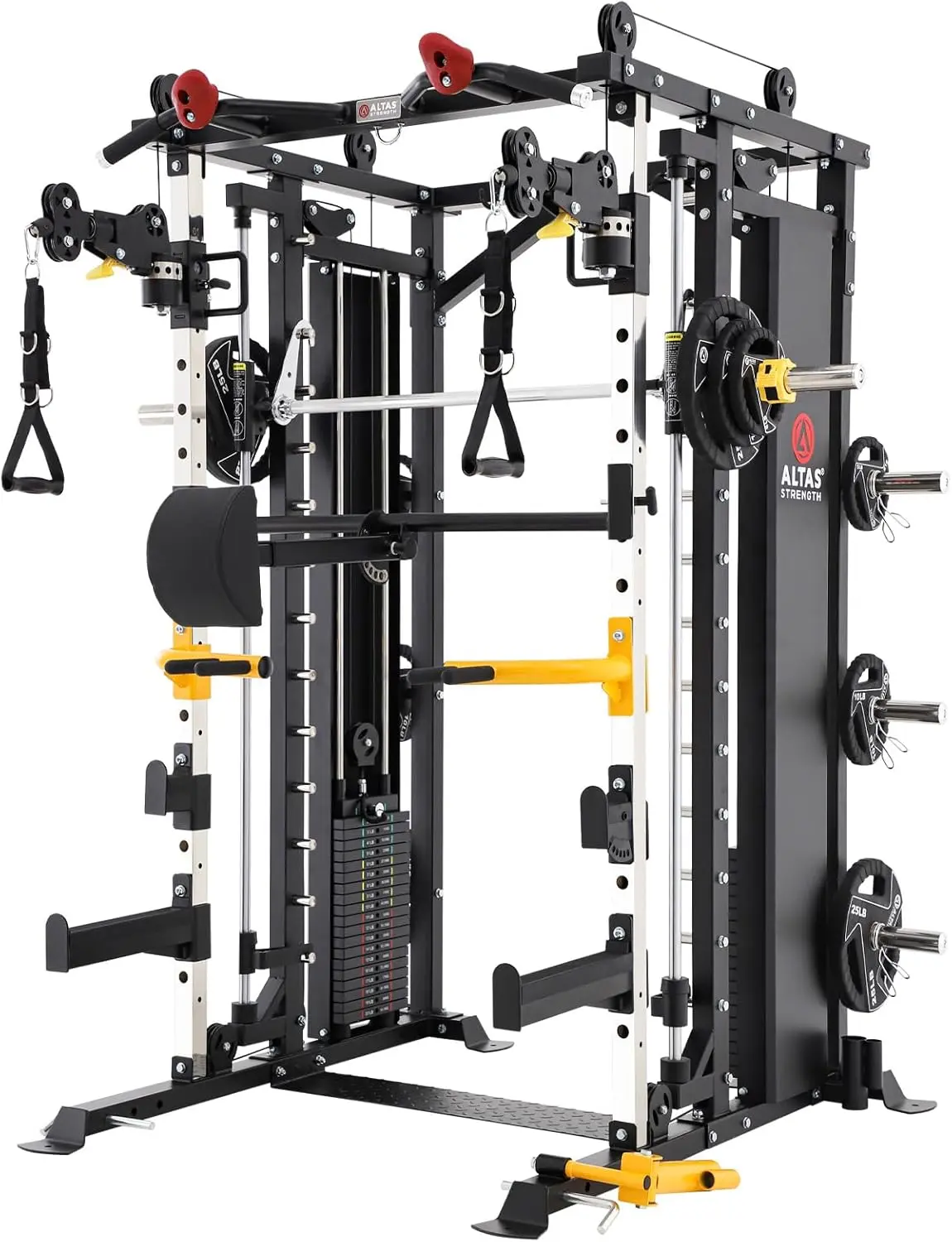 CGY3087B Smith Machine Home Gym with Leg Press, 180 kg Stacks | All-in-one strength station with press arms, pull-up bar, 24 attachments, and compact light commercial design.