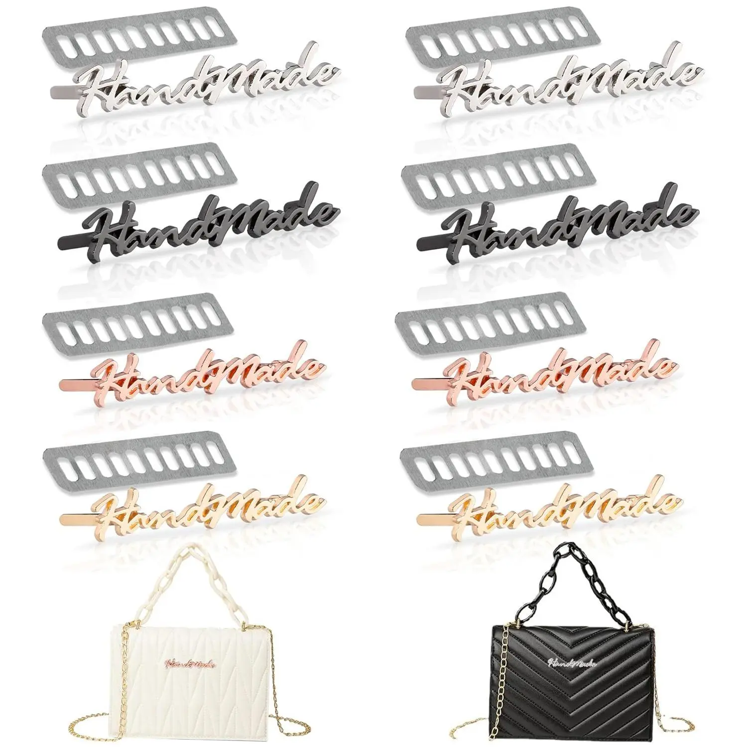 Handmade Metal Letter Label with Spacer, Zinc Alloy Tags for DIY Craft Bags, Hats, Apparel, Crochet Projects, Accessories for Bags, Tote Bag Accessories, Bag Decoration