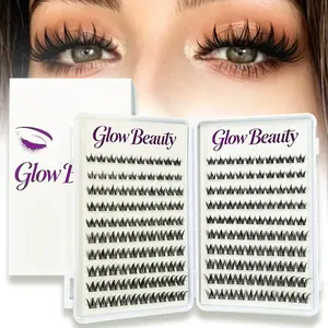 Glue-Free Manga Lash Clusters | Pre-Glued Wet Look Anime Doll Lashes | Wispy Invisible Band Press-On Lashes for Beginners
