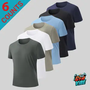 6PCS Men's Casual Basic Crew Neck Athletic T-Shirts, Slim Fit Streetwear Tops, Great For Daily Style, Gym, Sports, Training, Streetwear, Casual And Wear